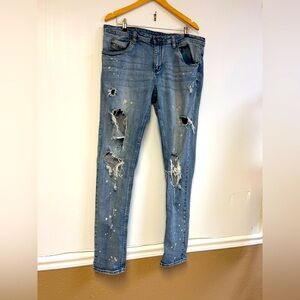 Empyre Verge Tapered Skinny Distressed Jeans – Size 38‎ W 32 L